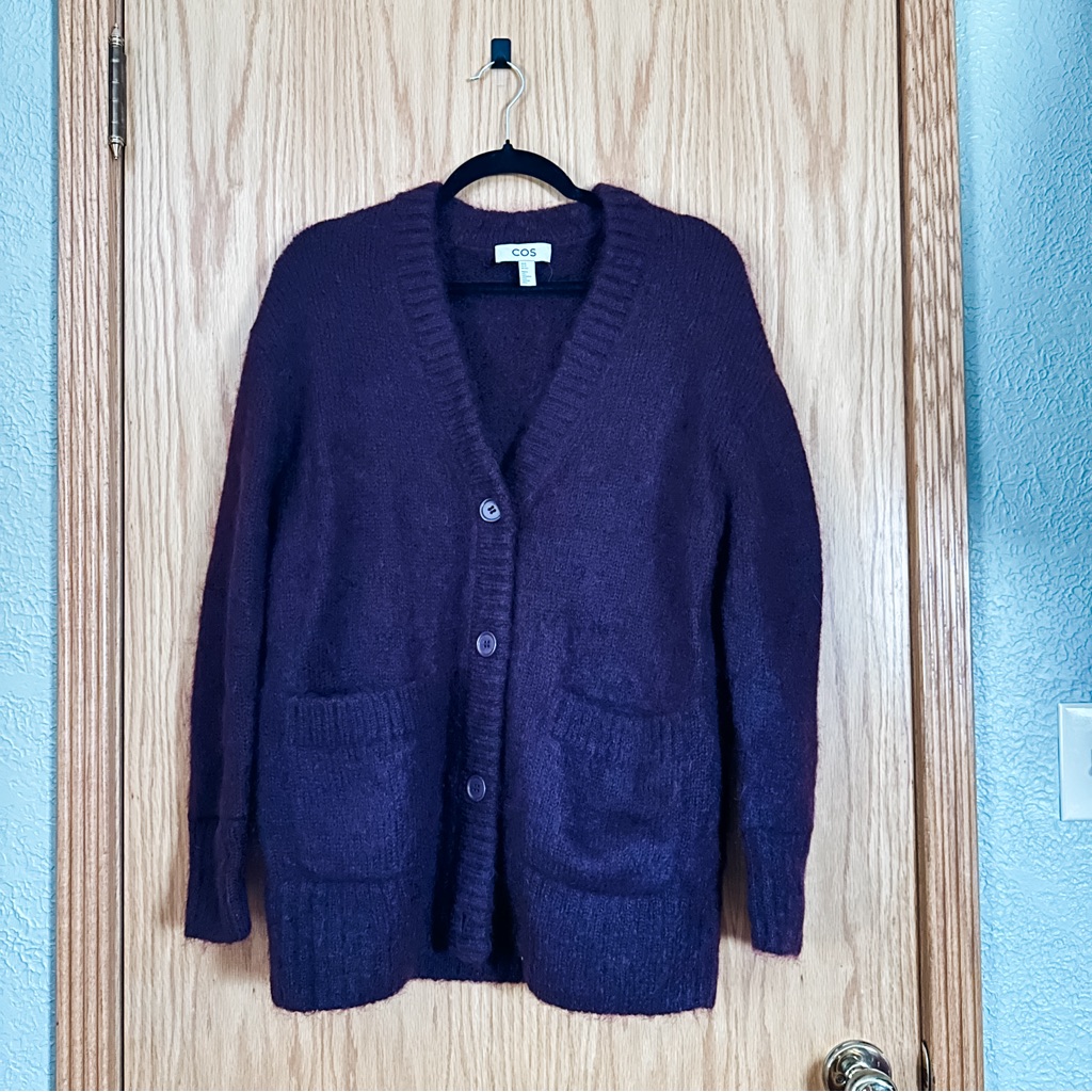 [Cos] Plum Mohair Oversized Cardigan